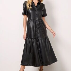 Evereve Black Button-Down Midi Dress